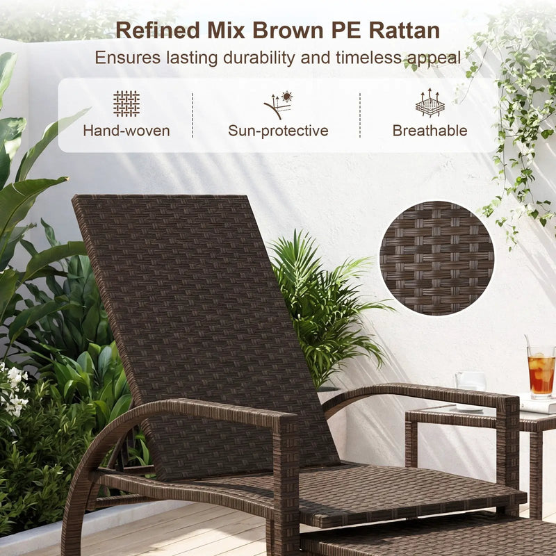 Patio Chaise Lounge Outdoor Rattan Lounge Chair with Retractable Ottoman by DirectDeals