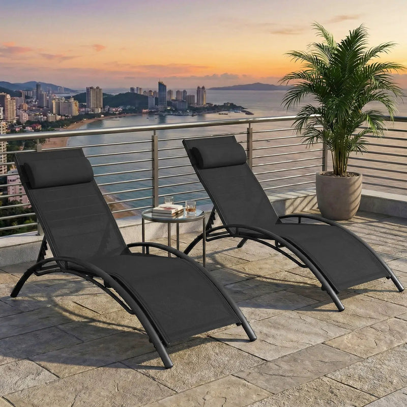 Patio Chaise Lounges Set of 2 Outdoor Recliner with 5-Position Backrest by DirectDeals
