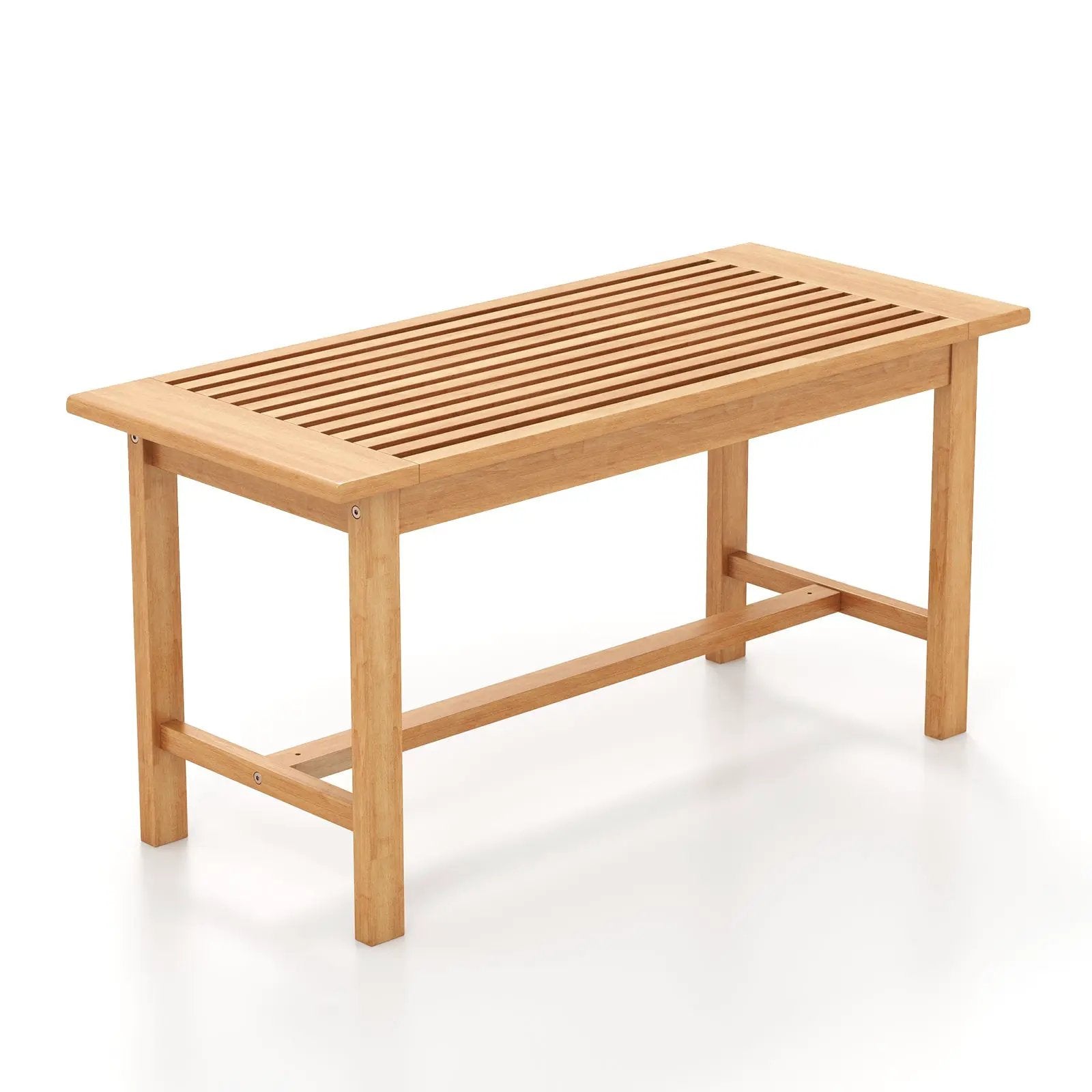 Patio Coffee Table 36 Inch Rectangular Outside Side Table with Slatted Tabletop by DirectDeals