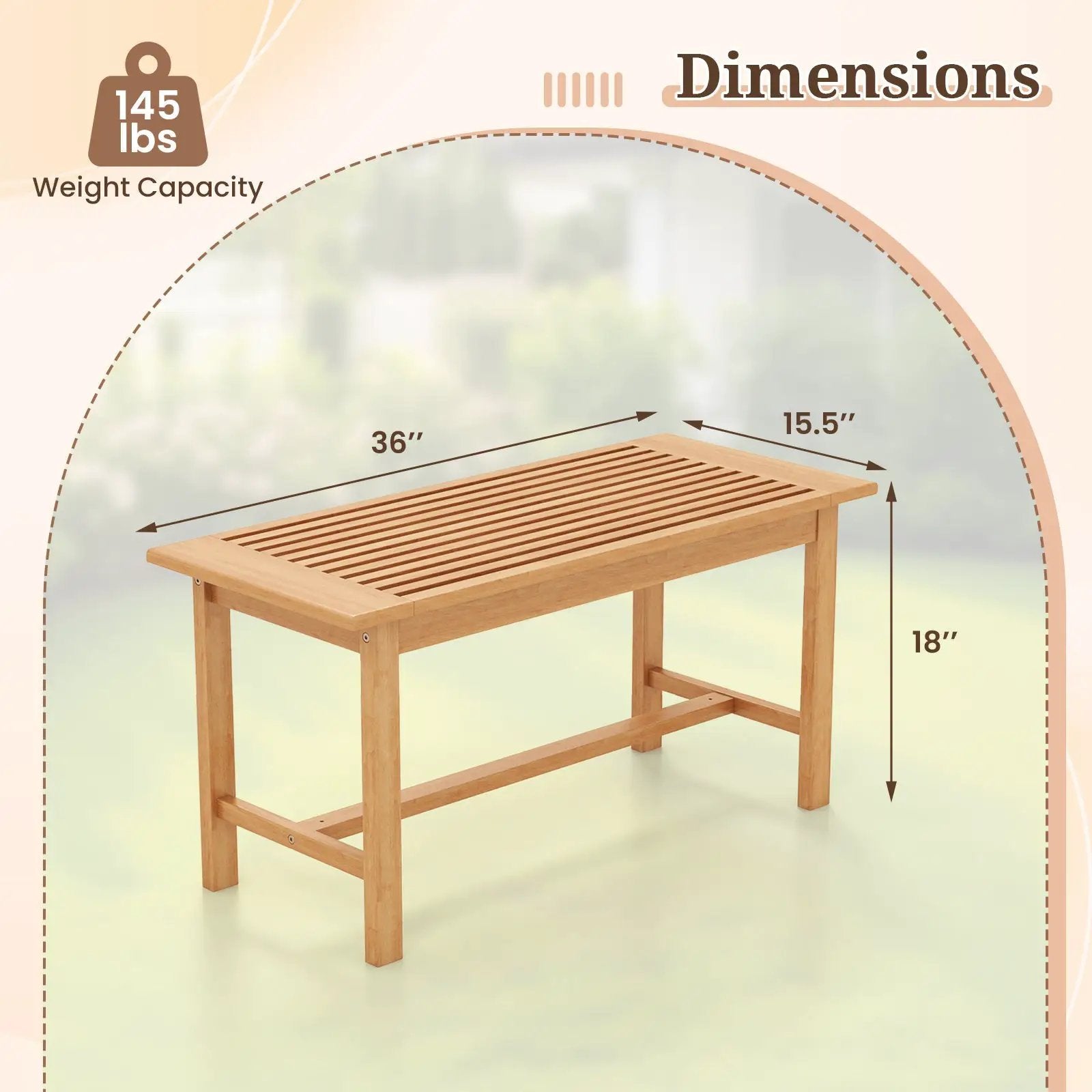 Patio Coffee Table 36 Inch Rectangular Outside Side Table with Slatted Tabletop by DirectDeals