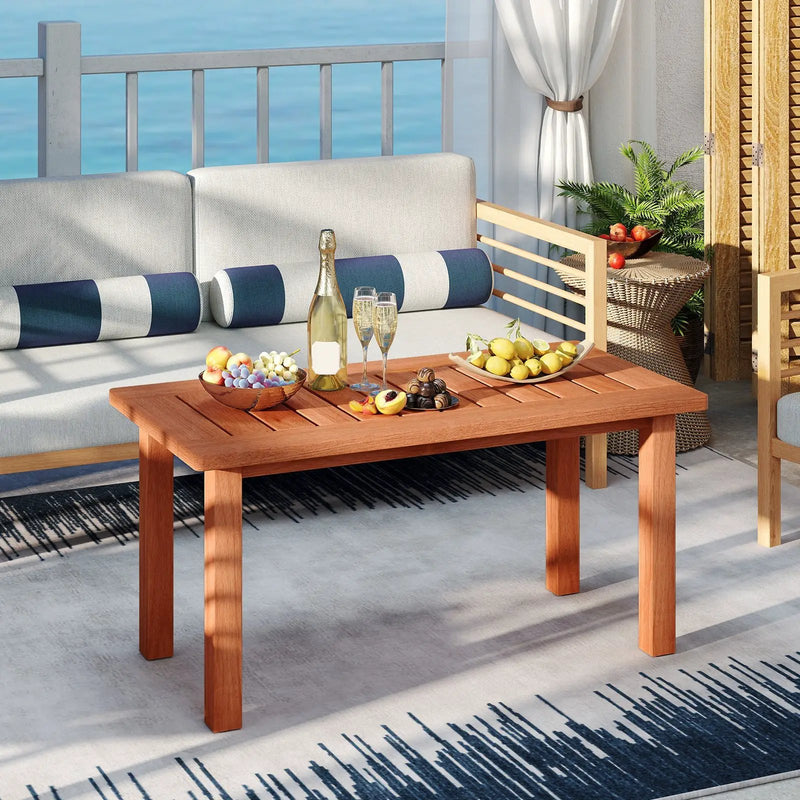 Patio Coffee Table with Slatted Tabletop for Deck Poolside by DirectDeals