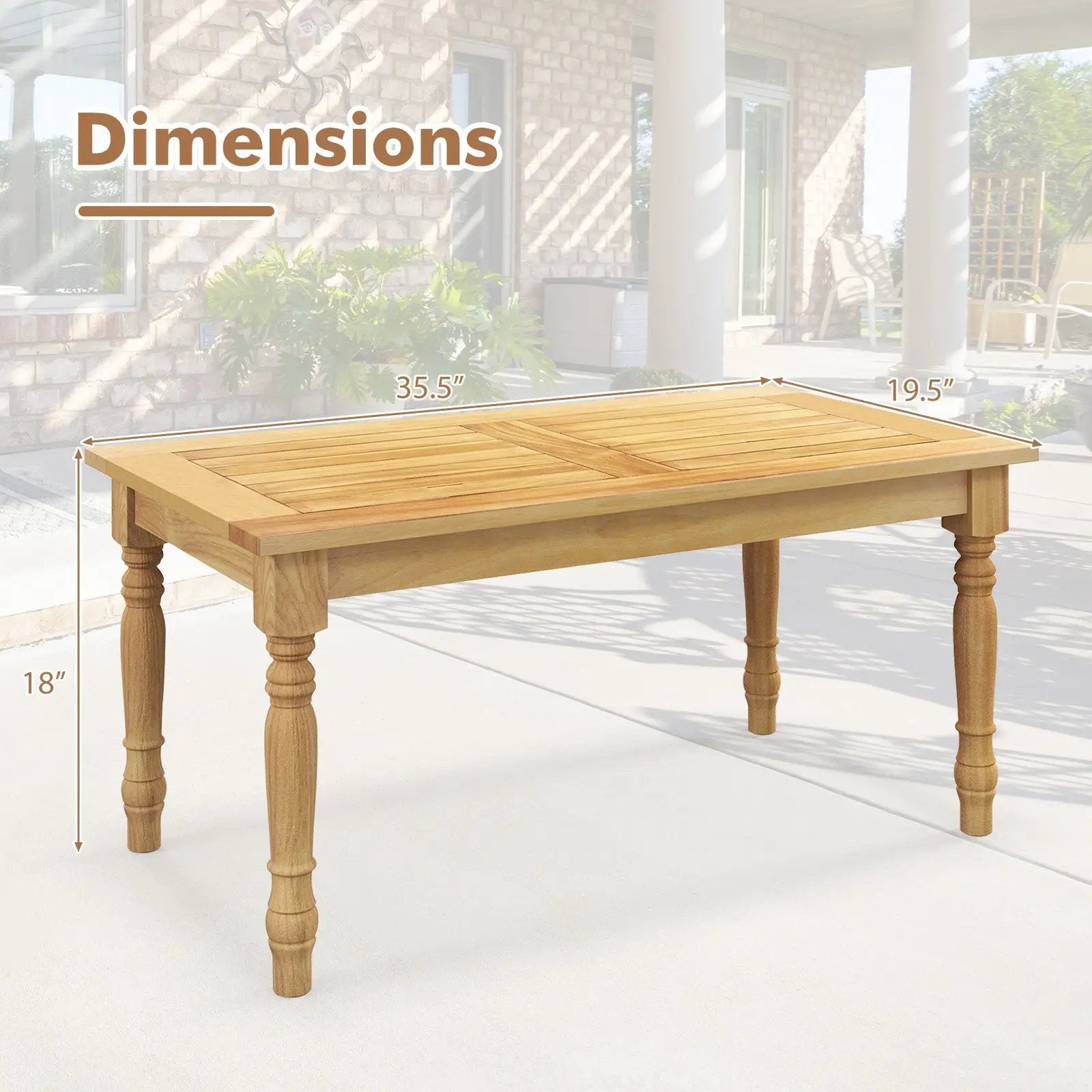 Patio Coffee Table with Solid Teak Wood Structure and Slatted Tabletop by DirectDeals