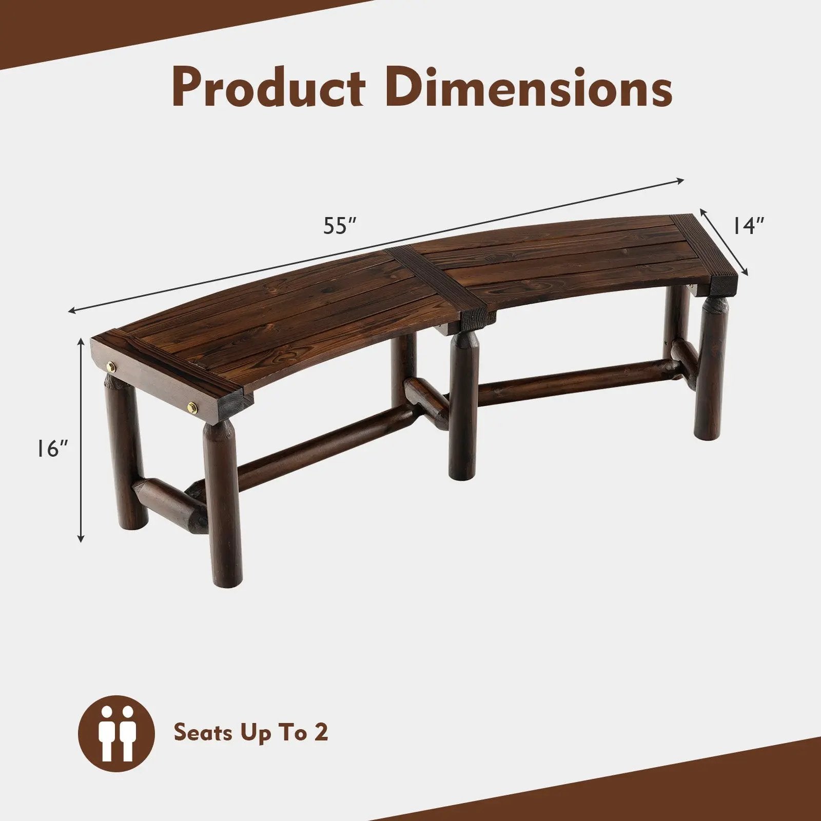 Patio Curved Bench for Round Table Spacious and Slatted Seat by DirectDeals