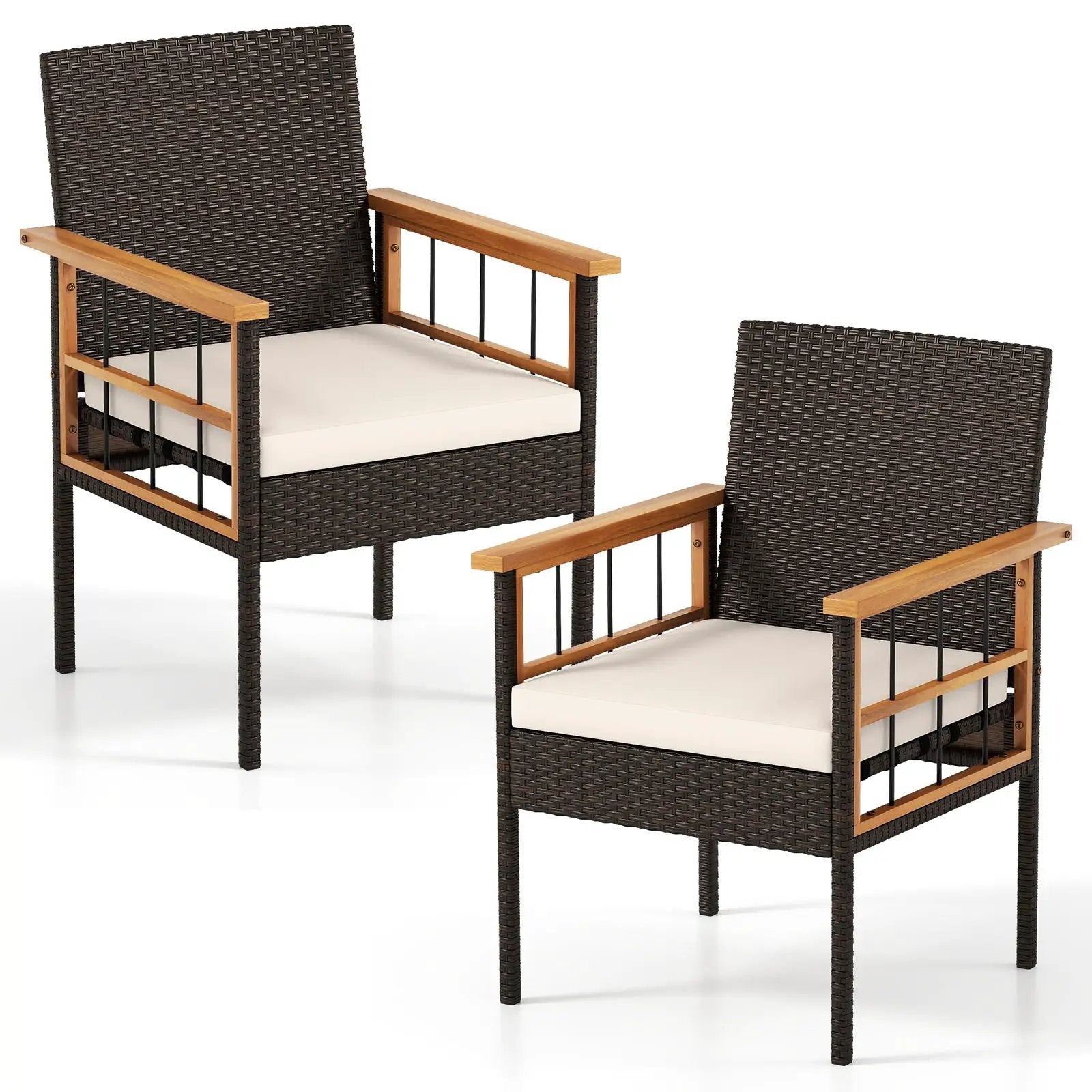 Patio Dining Chairs Set of 2 with Soft Cushions-White by DirectDeals