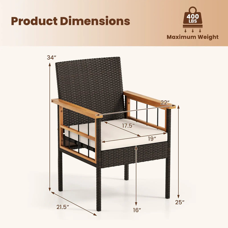 Patio Dining Chairs Set of 2 with Soft Cushions-White by DirectDeals