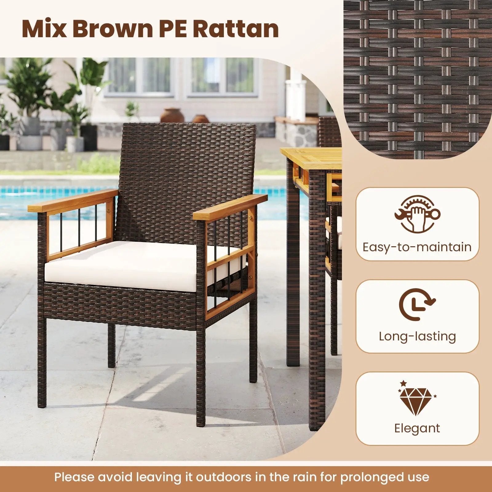 Patio Dining Chairs Set of 2 with Soft Cushions-White by DirectDeals
