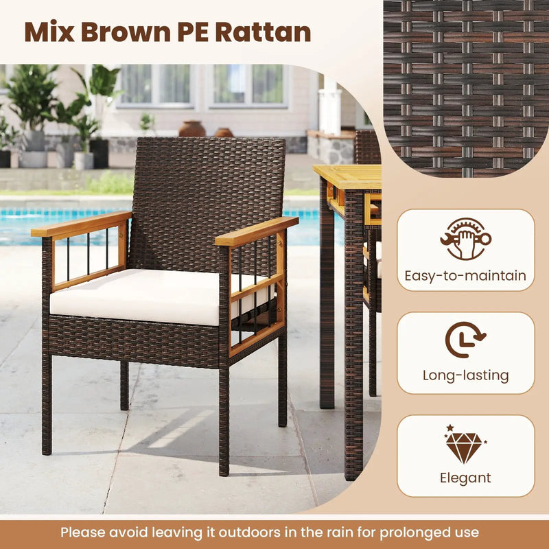 Patio Dining Chairs Set of 2 with Soft Cushions-White by DirectDeals