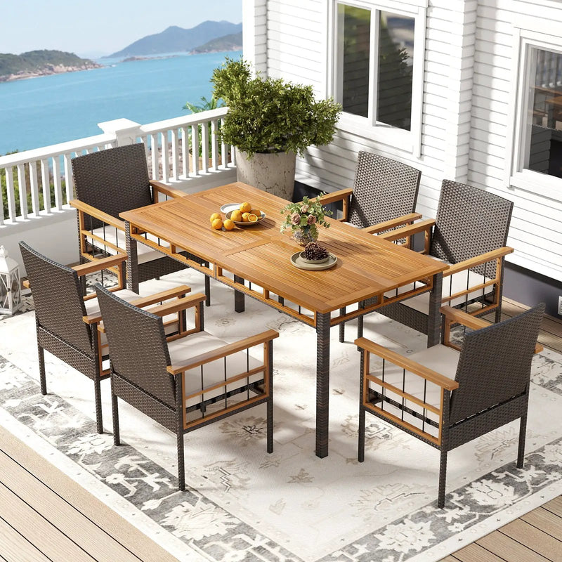 Patio Dining Chairs Set of 2 with Soft Cushions-White by DirectDeals