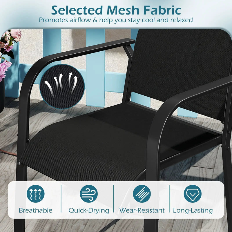Patio Dining Chairs Set of 2/4/6 Stackable Outdoor Armchairs with Metal Frame by DirectDeals
