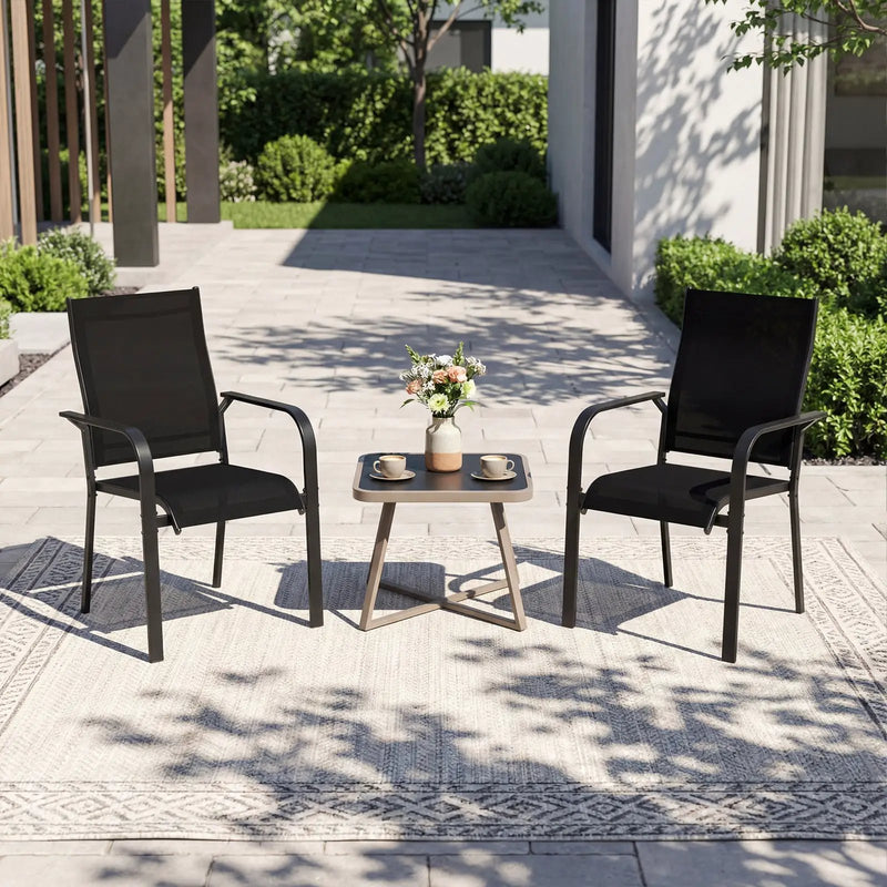 Patio Dining Chairs Set of 2/4/6 Stackable Outdoor Armchairs with Metal Frame by DirectDeals