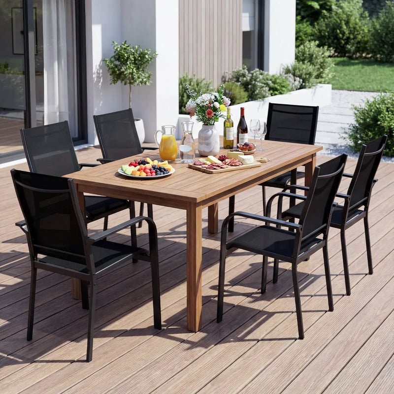 Patio Dining Chairs Set of 2/4/6 Stackable Outdoor Armchairs with Metal Frame by DirectDeals