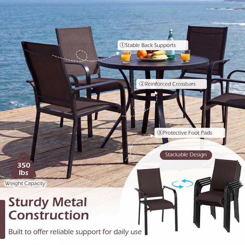 Patio Dining Chairs Set of 2/4/6 Stackable Outdoor Armchairs by DirectDeals