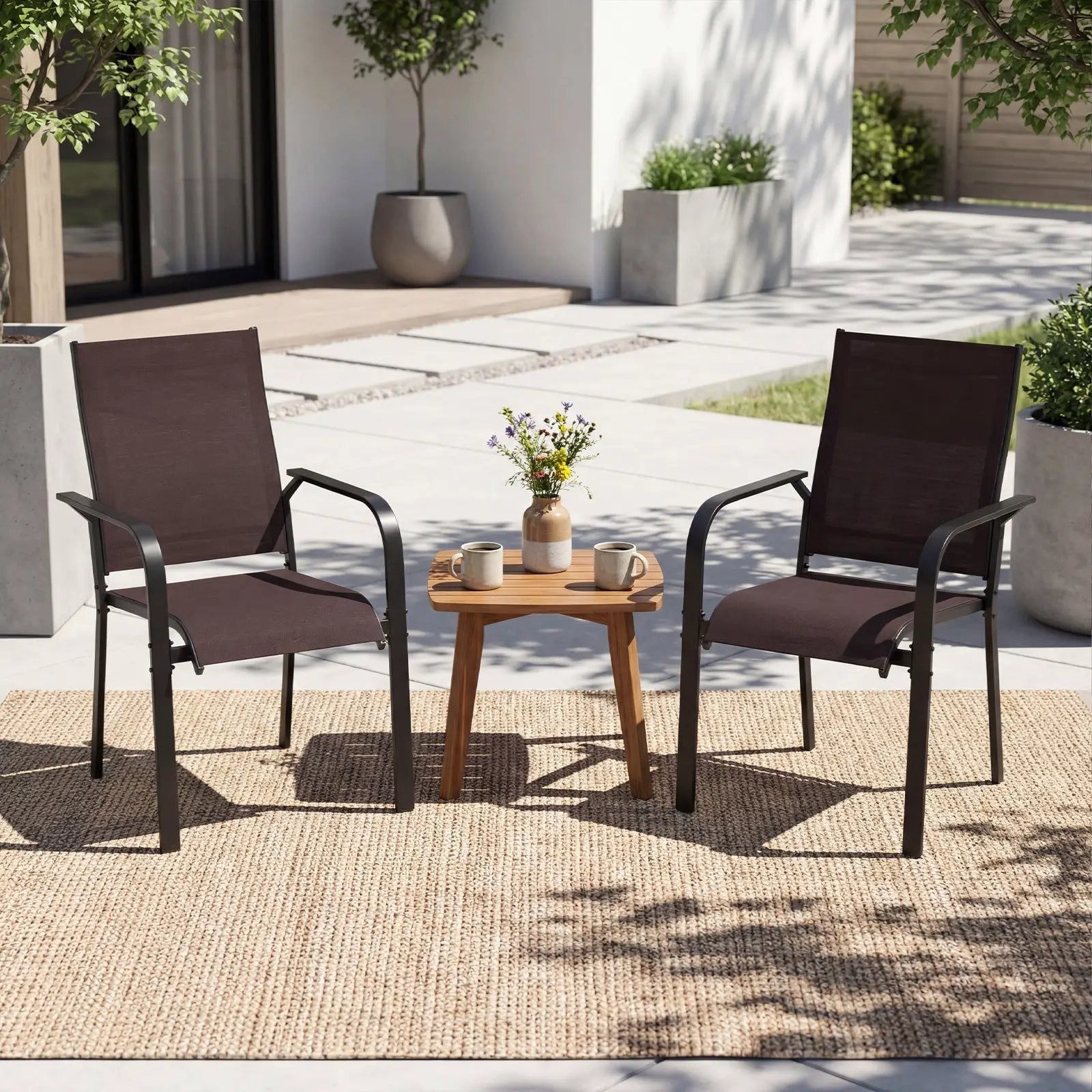Patio Dining Chairs Set of 2/4/6 Stackable Outdoor Armchairs by DirectDeals