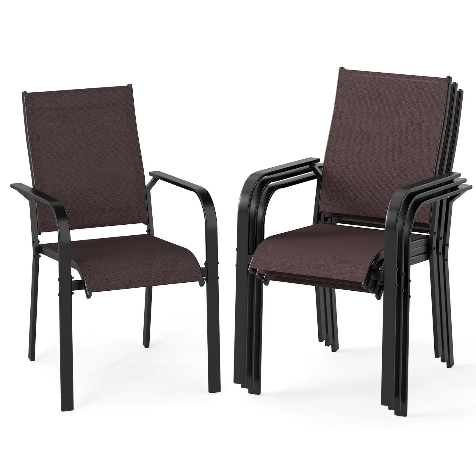 Patio Dining Chairs Set of 2/4/6 Stackable Outdoor Armchairs by DirectDeals
