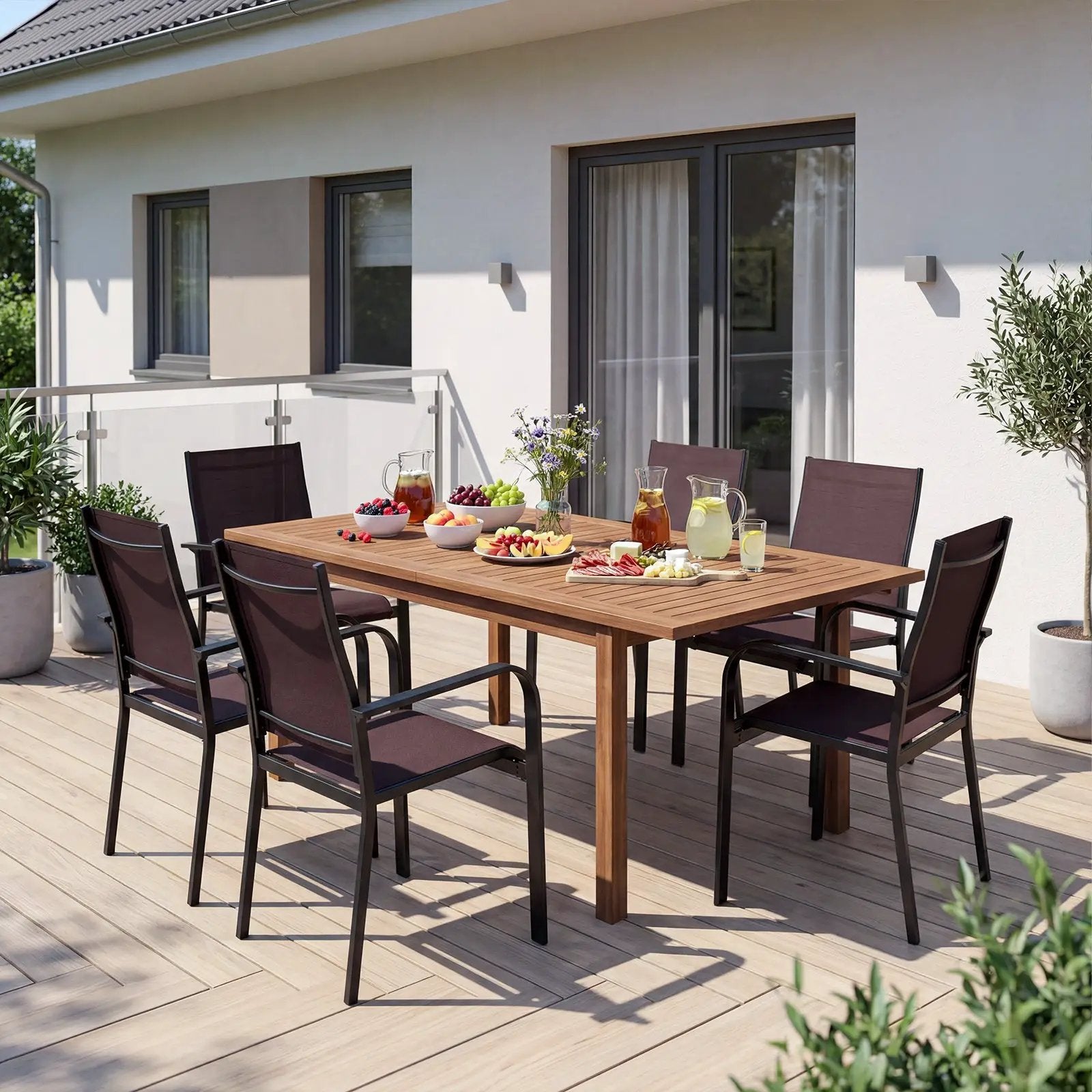 Patio Dining Chairs Set of 2/4/6 Stackable Outdoor Armchairs by DirectDeals
