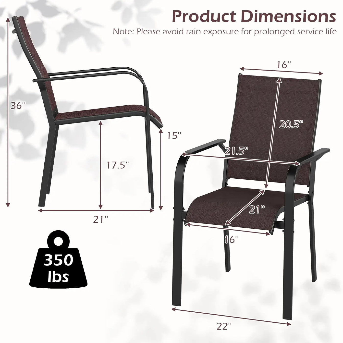 Patio Dining Chairs Set of 2/4/6 Stackable Outdoor Armchairs by DirectDeals