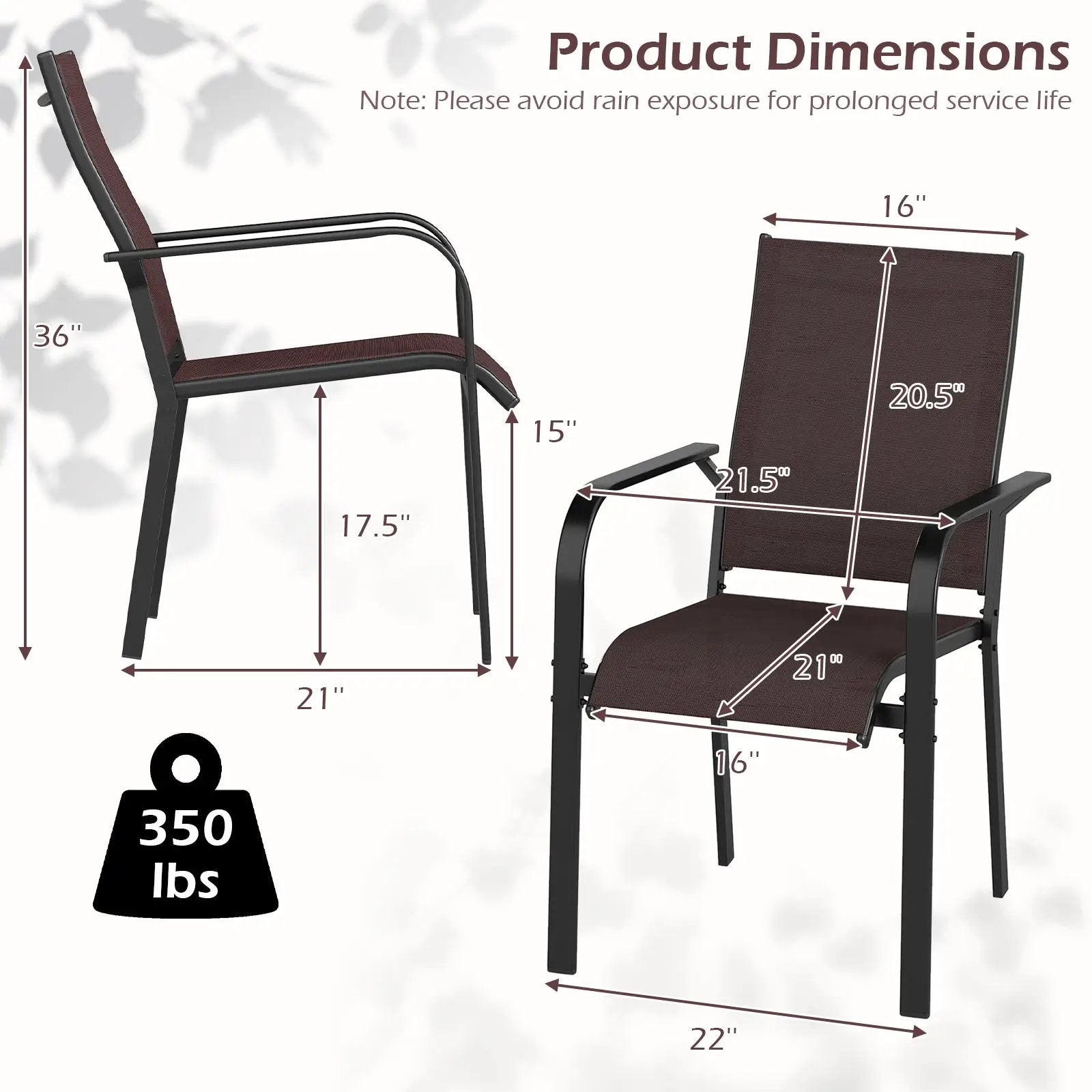Patio Dining Chairs Set of 2/4/6 Stackable Outdoor Armchairs by DirectDeals