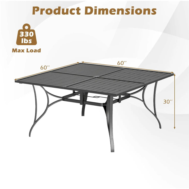 Patio Dining Table for 8 with Umbrella Hole for Porch Lawn by DirectDeals