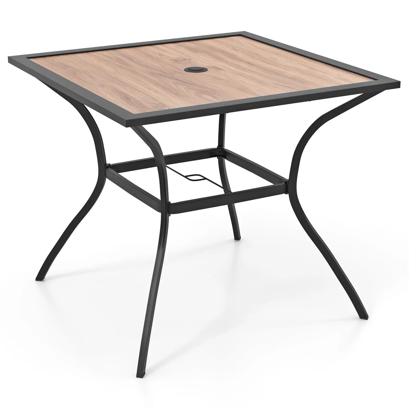 Patio Dining Table for 4 Square Bistro Table with Umbrella Holes by DirectDeals
