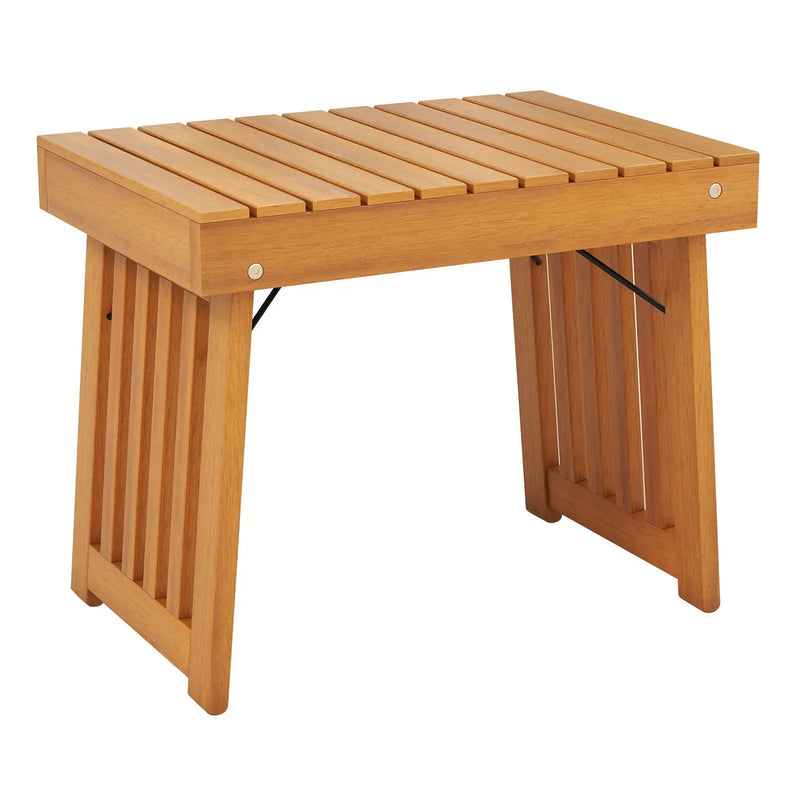 Patio Foldable Side Table with Slatted Tabletop for Backyard by DirectDeals