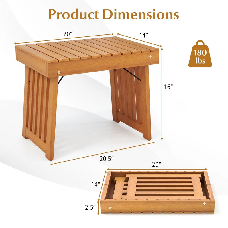 Patio Foldable Side Table with Slatted Tabletop for Backyard by DirectDeals