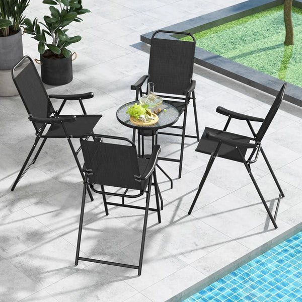 Folding Patio Bar Stool Set of 4 with Metal Frame & Footrest, photo 2 of 8