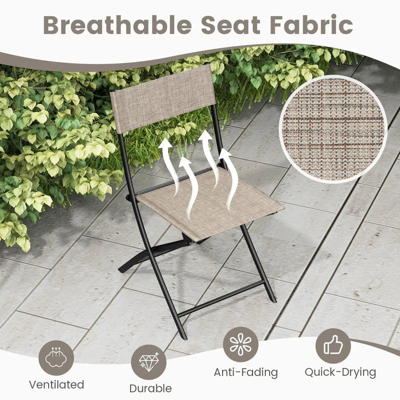 Patio Folding Chairs Set of 4 Lightweight Camping Chairs with Breathable Seat-Brown by DirectDeals