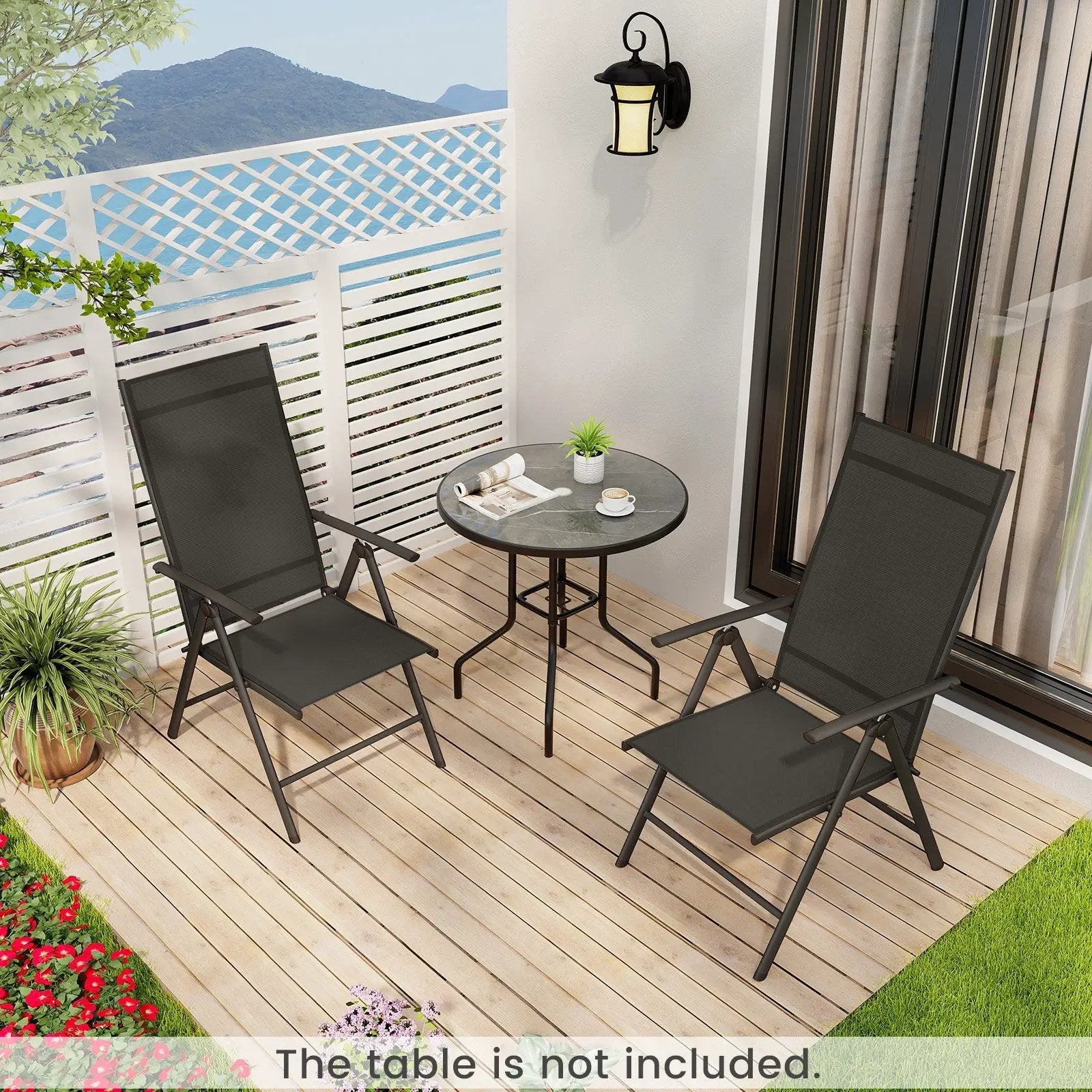 1 Piece Patio Folding Dining Chairs with 7-Level Adjustable High Backrest by DirectDeals