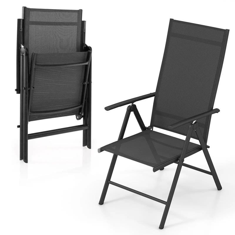 1 Piece Patio Folding Dining Chairs with 7-Level Adjustable High Backrest by DirectDeals