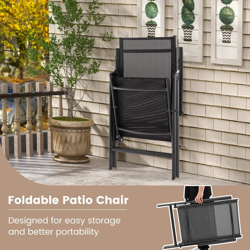1 Piece Patio Folding Dining Chairs with 7-Level Adjustable High Backrest by DirectDeals