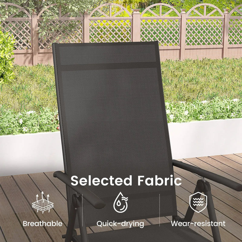 1 Piece Patio Folding Dining Chairs with 7-Level Adjustable High Backrest by DirectDeals