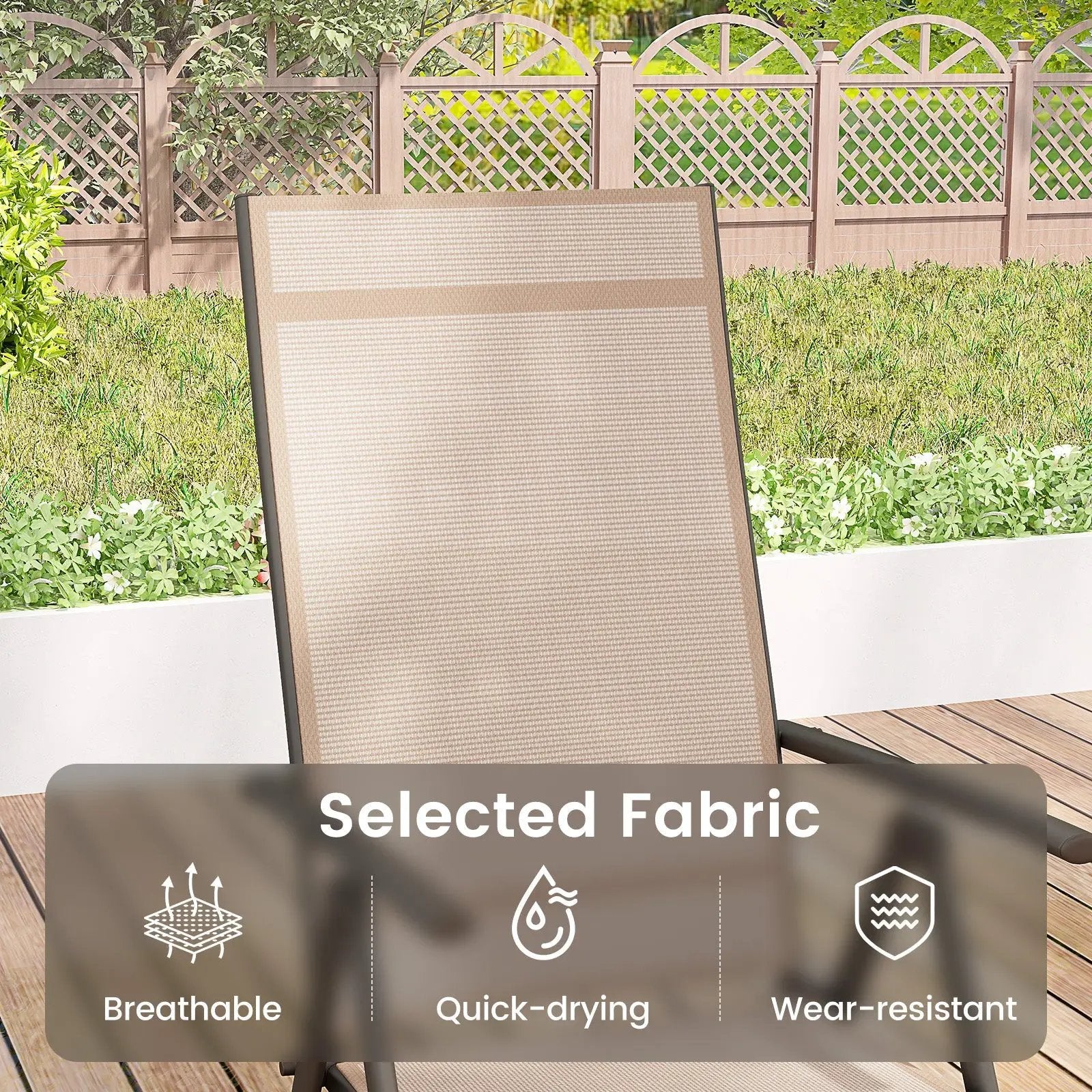1 Piece Patio Folding Dining Chairs with 7-Level Adjustable High Backrest by DirectDeals