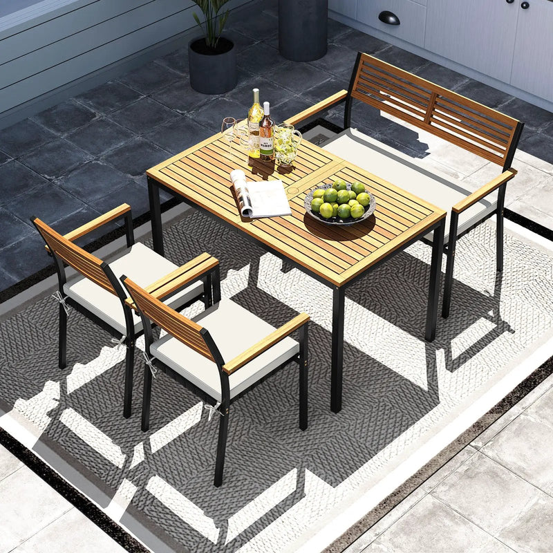 4-Piece Patio Furniture Set Outdoor Dining Chair Set-White by DirectDeals