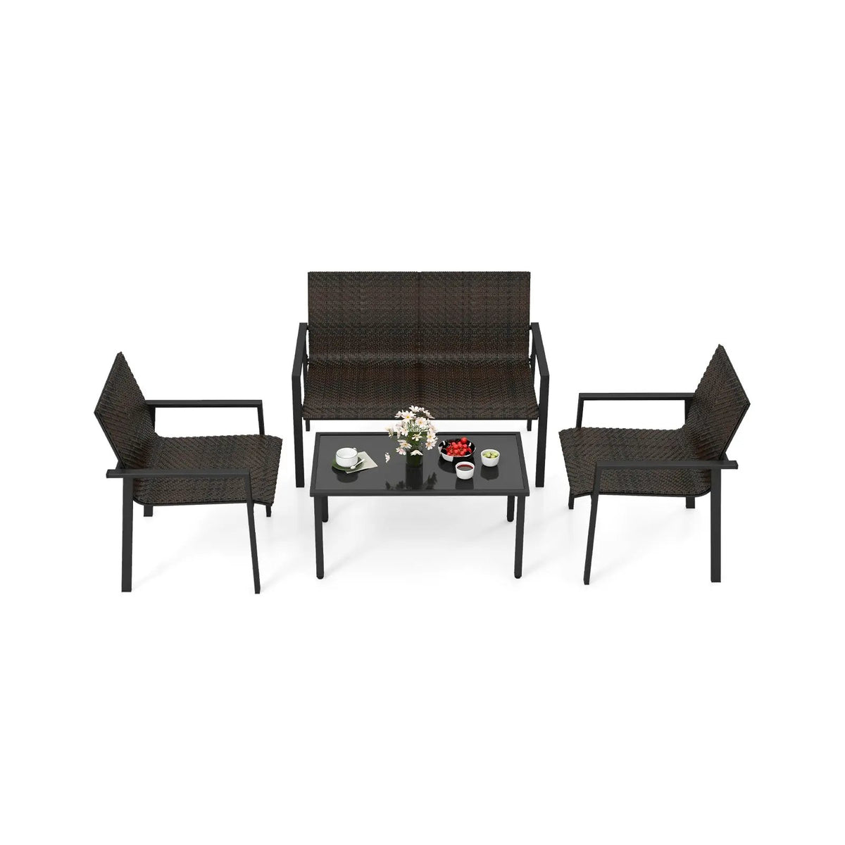 4 Pieces Patio Furniture Set with Heavy Duty Galvanized Metal Frame by DirectDeals