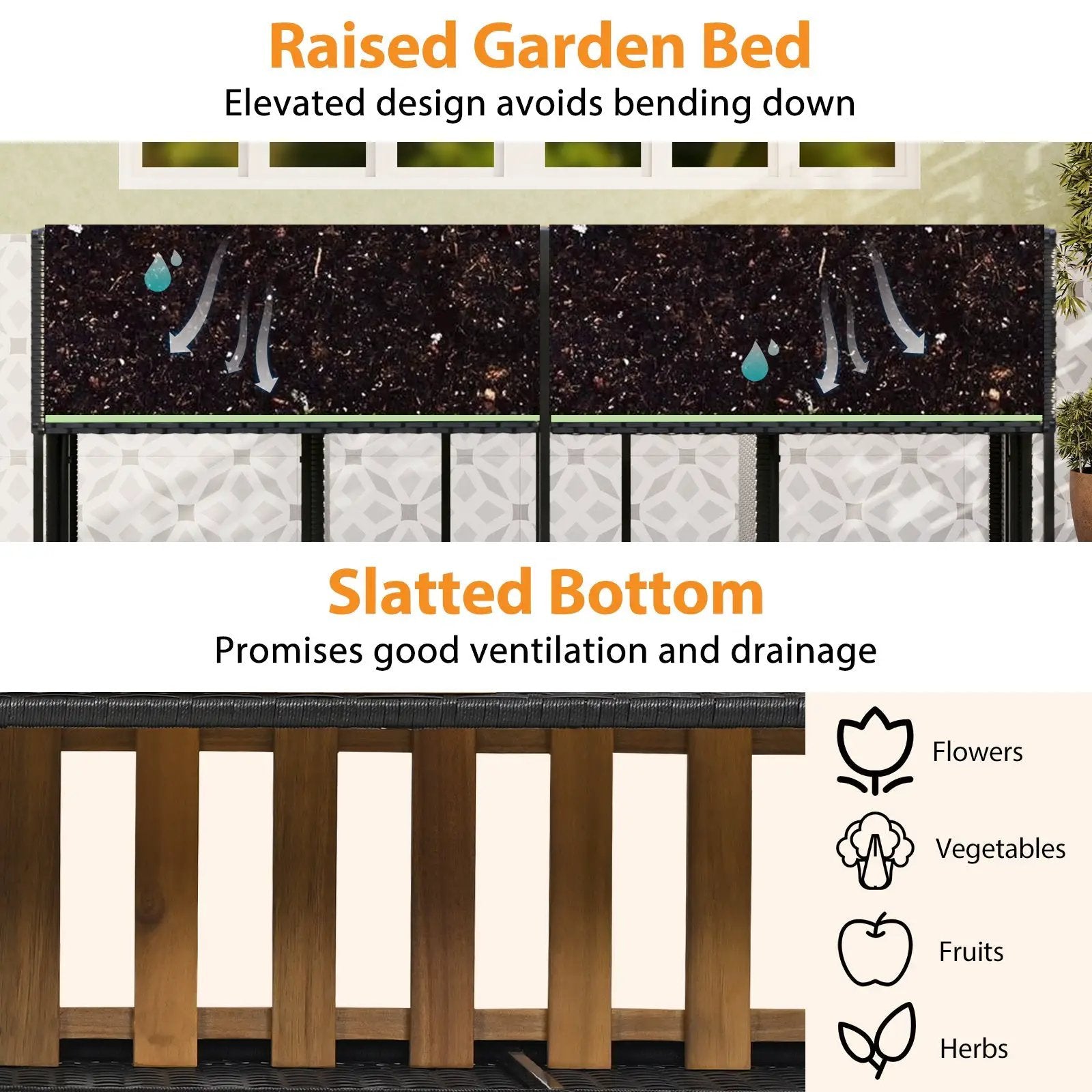 Patio Furniture Set with Raised Garden Bed for Porch and Yard by DirectDeals