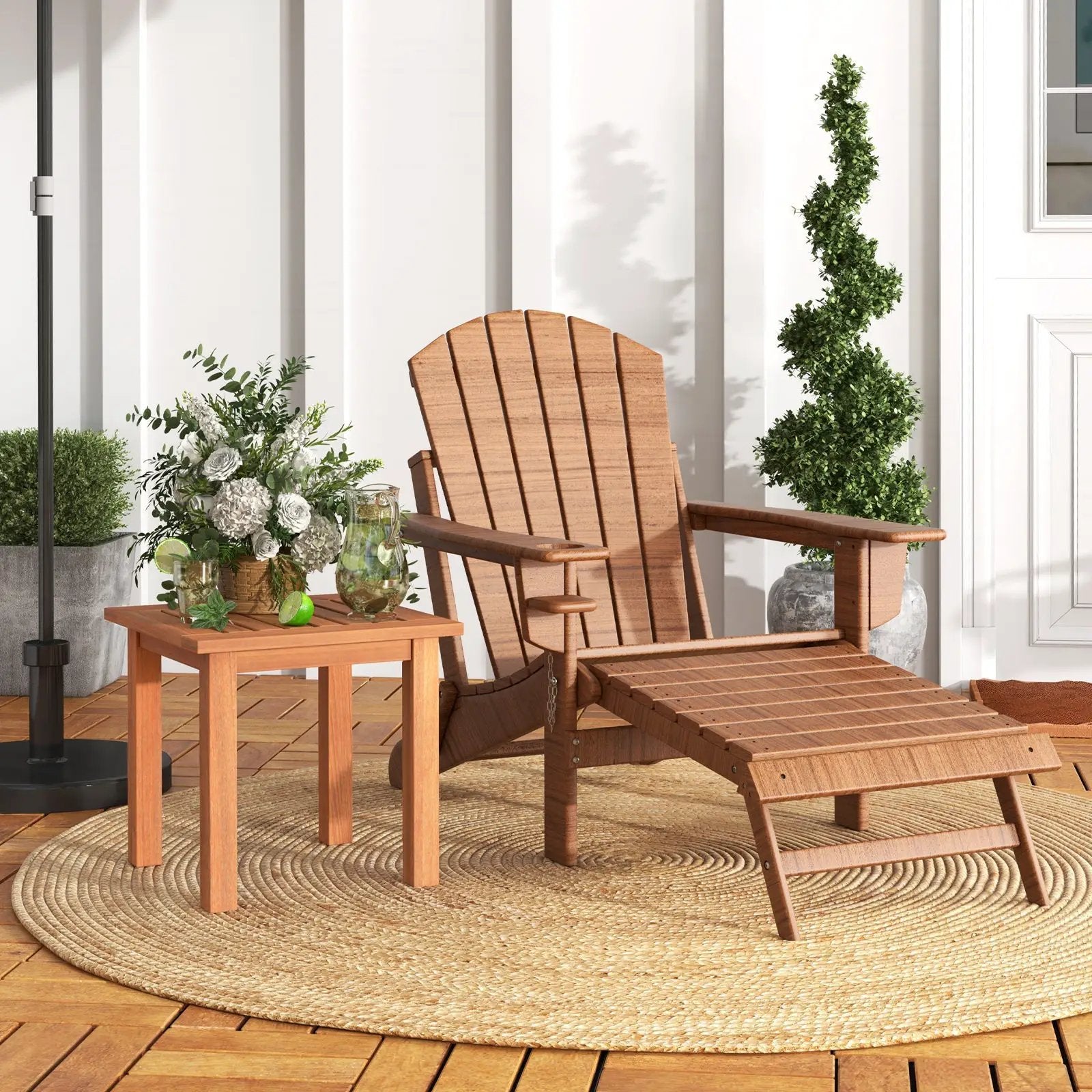 Patio Hardwood Square Side Table with Slatted Tabletop by DirectDeals
