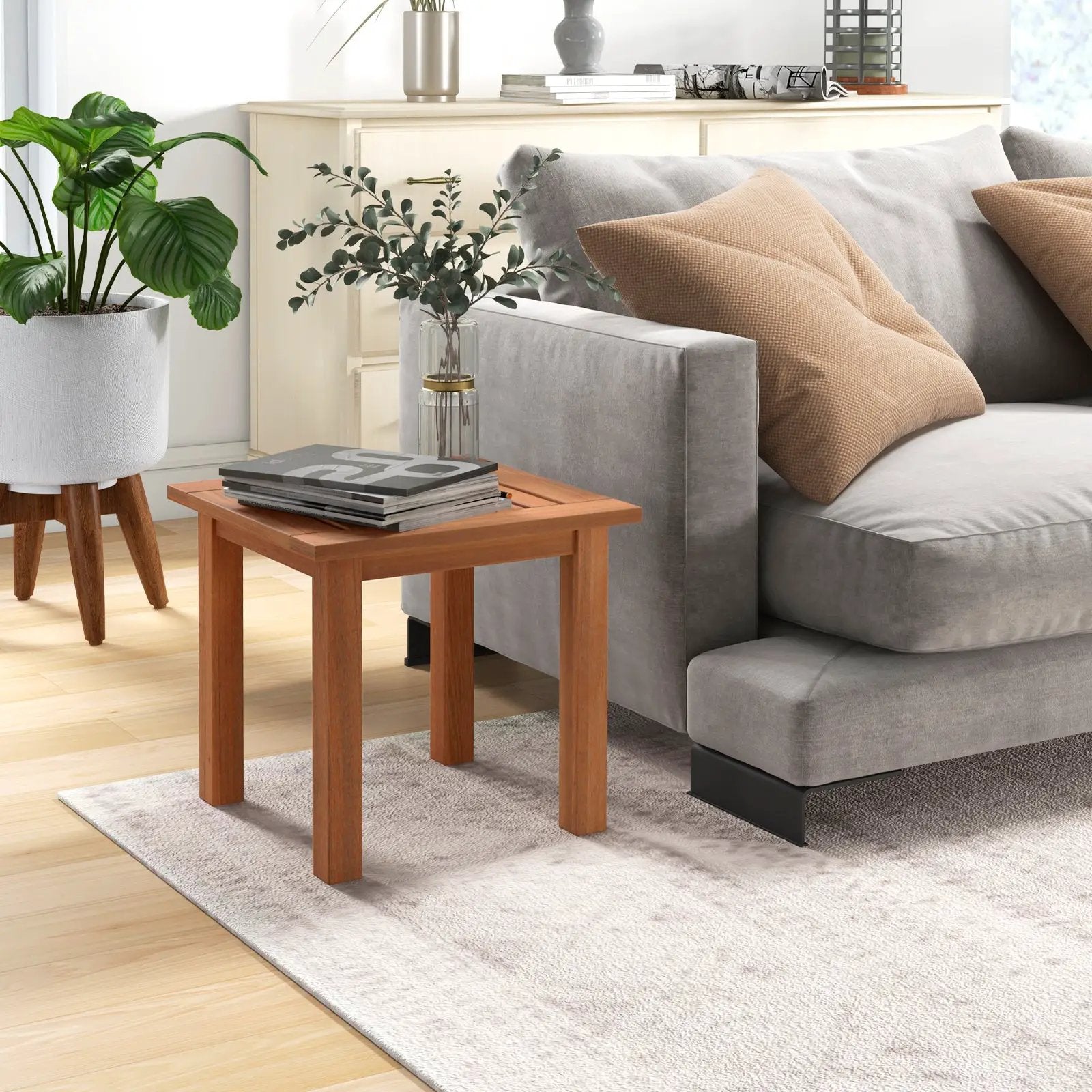 Patio Hardwood Square Side Table with Slatted Tabletop by DirectDeals