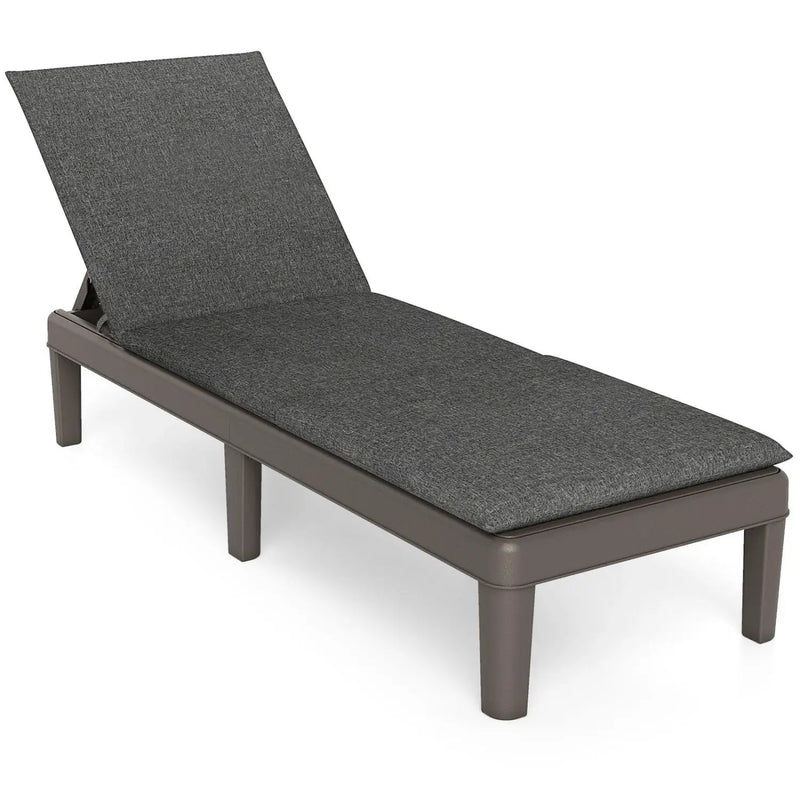 Patio Lounge Outdoor Recliner Chair with Cushion 3-Position Adjustable Backrest by DirectDeals