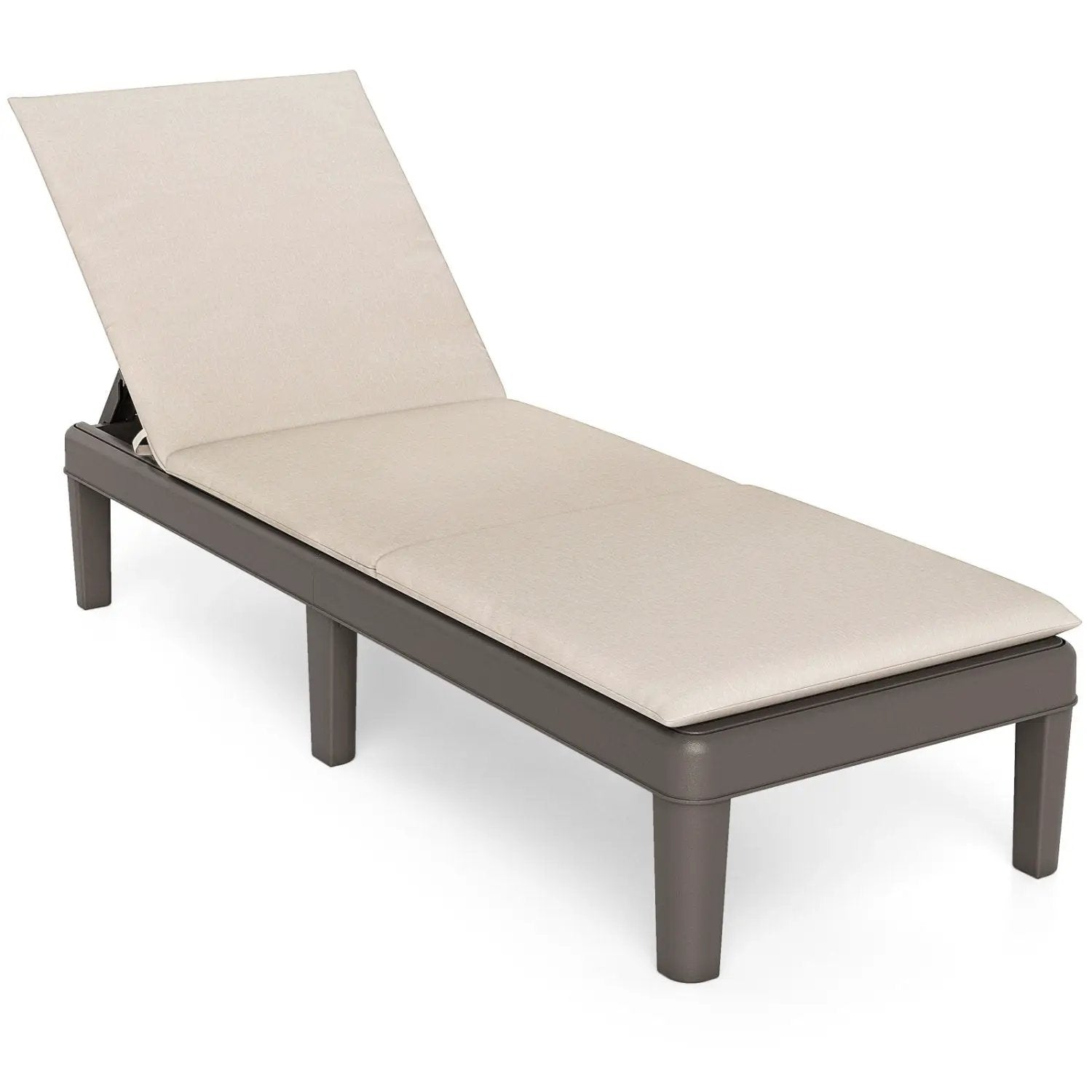 Patio Lounge Outdoor Recliner Chair with Cushion 3-Position Adjustable Backrest by DirectDeals