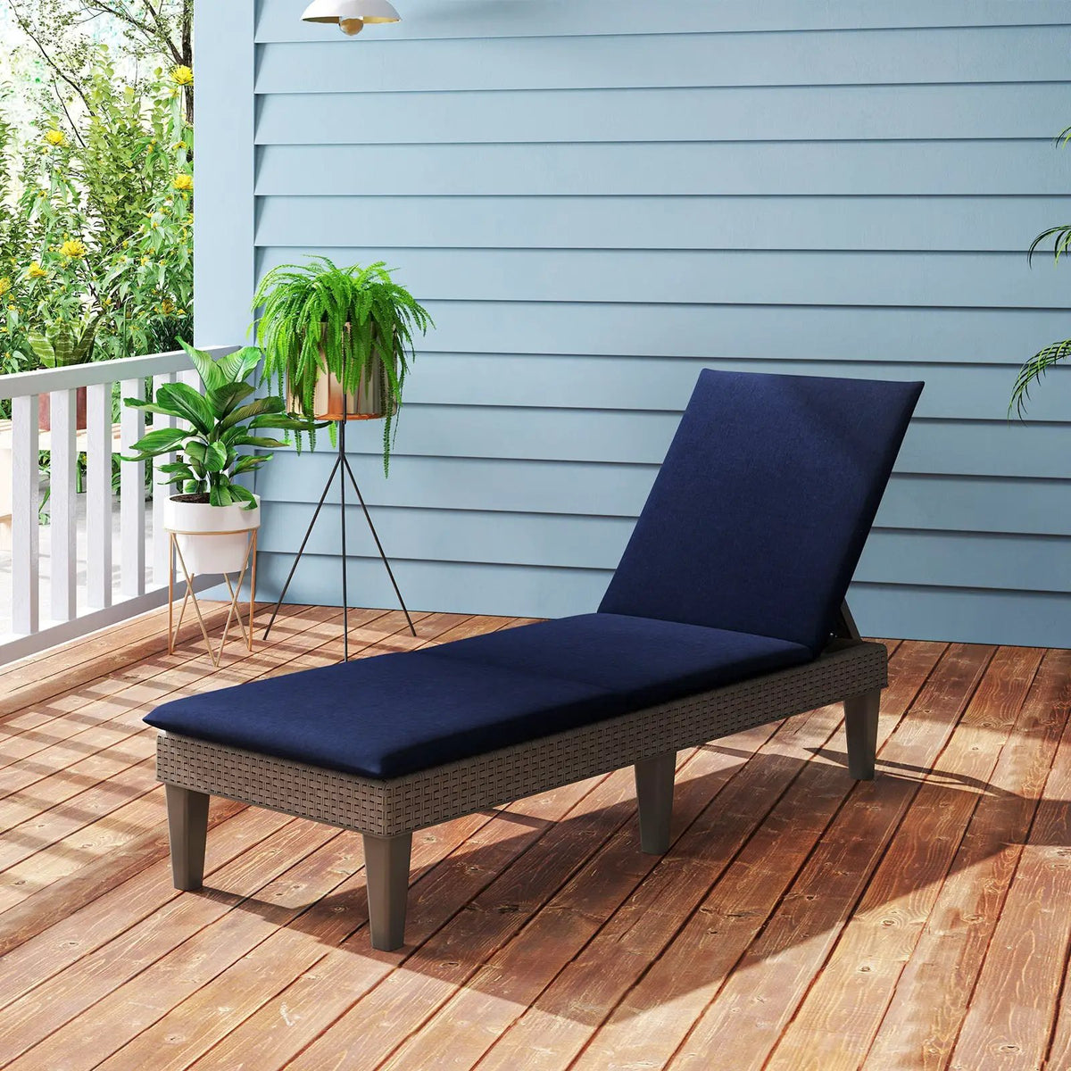 Patio Lounge Outdoor Recliner Chair with Cushion 3-Position Adjustable Backrest by DirectDeals