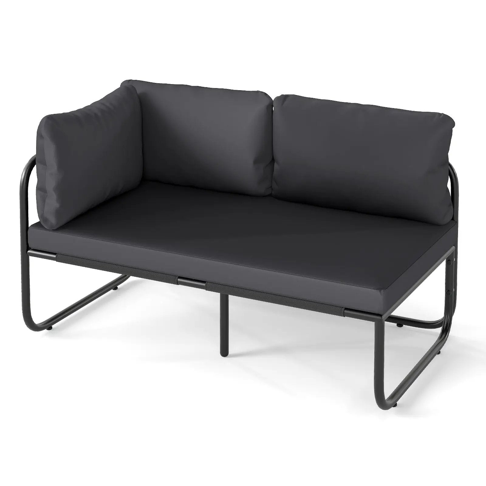 Patio Loveseat Sofa Couch with Removable Pillows and Seat Cushion-Gray by DirectDeals