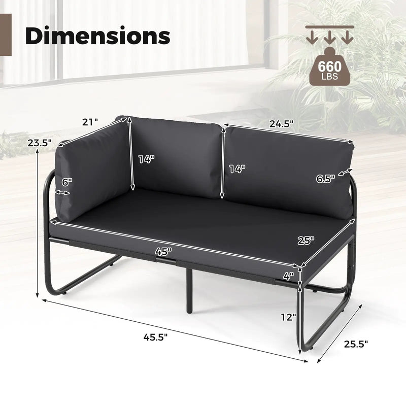 Patio Loveseat Sofa Couch with Removable Pillows and Seat Cushion-Gray by DirectDeals