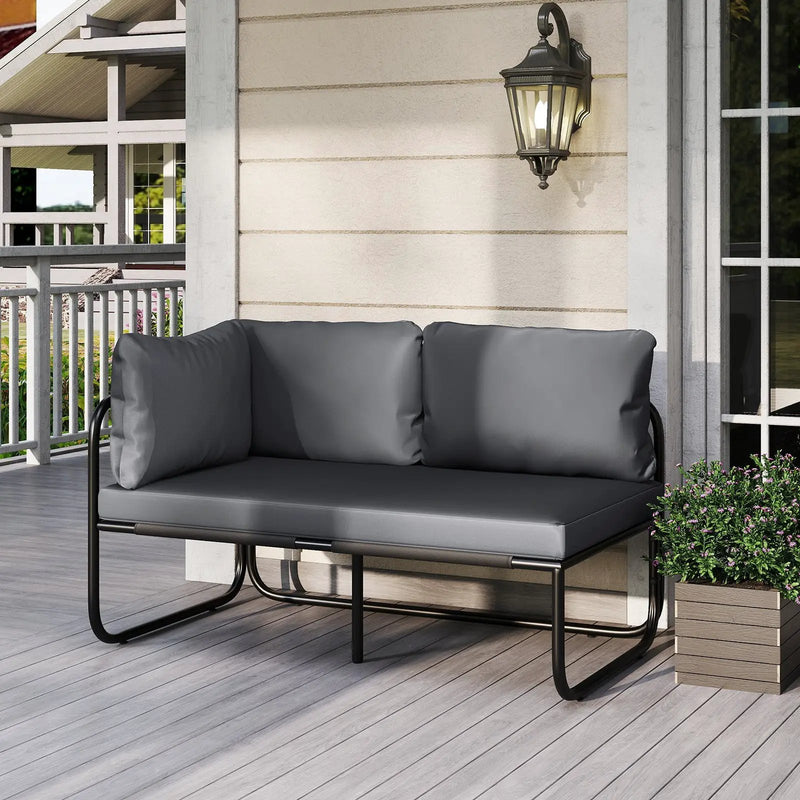 Patio Loveseat Sofa Couch with Removable Pillows and Seat Cushion-Gray by DirectDeals