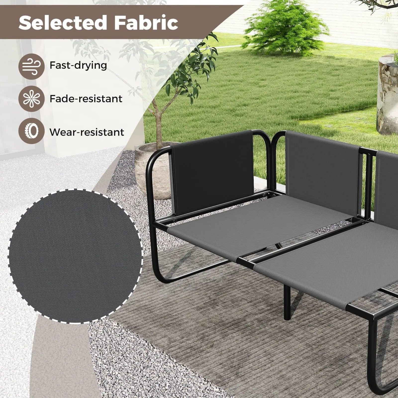 Patio Loveseat Sofa Couch with Removable Pillows and Seat Cushion-Gray by DirectDeals