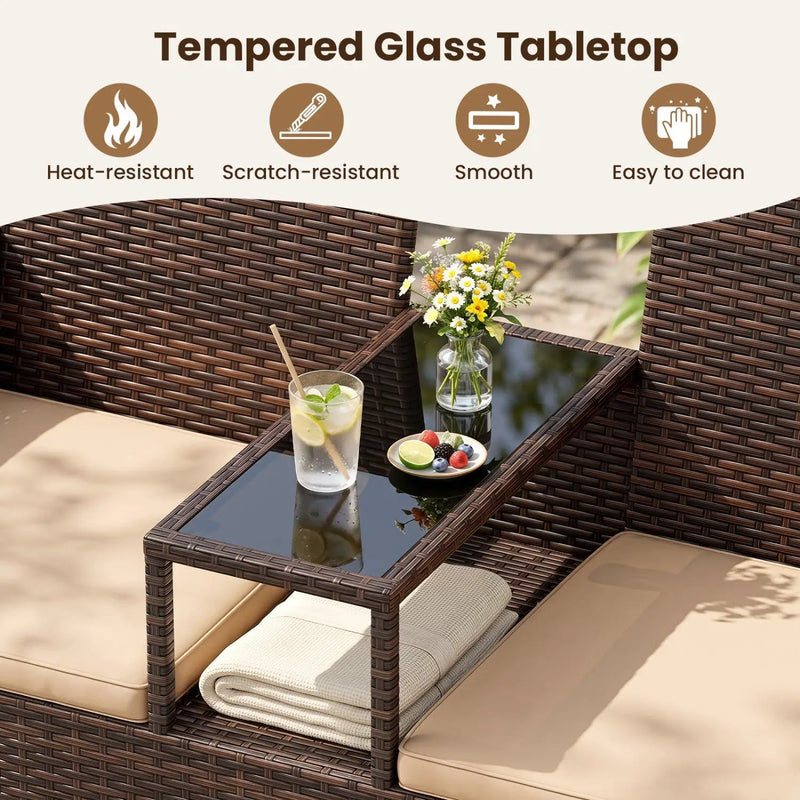 Patio Loveseat 2-Seat Conversation Set with Coffee Table by DirectDeals