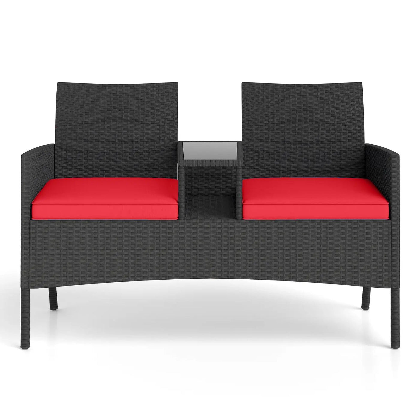 Patio Loveseat with Built-in Table for Backyard Porch by DirectDeals