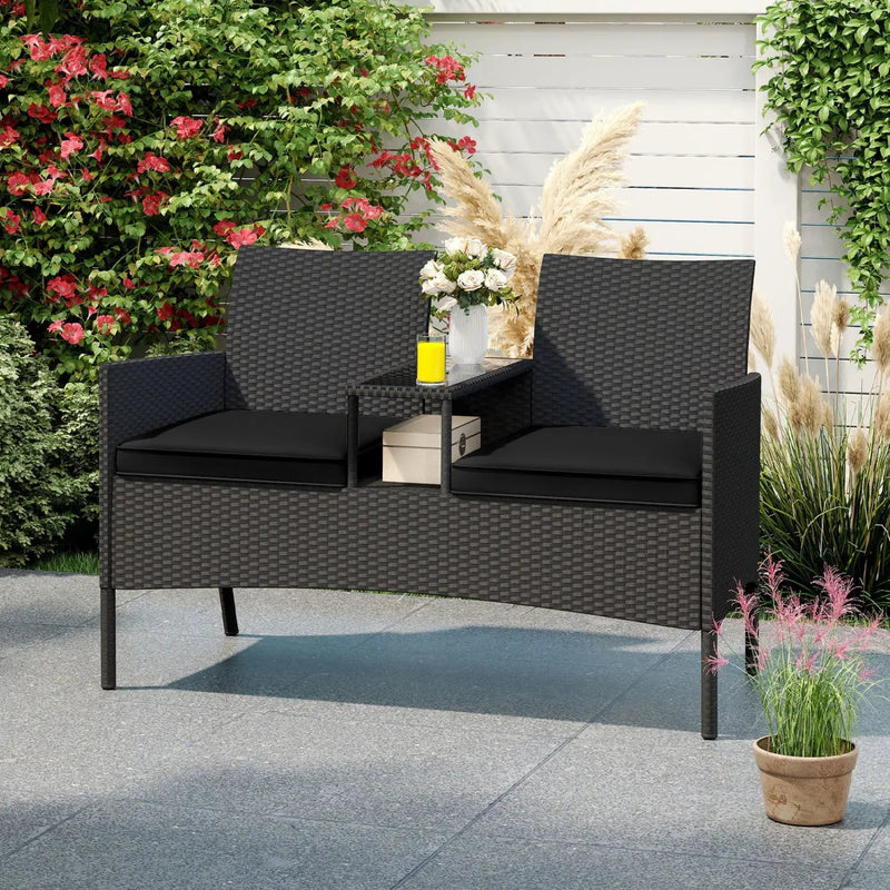 Patio Loveseat with Built-in Table and Storage by DirectDeals