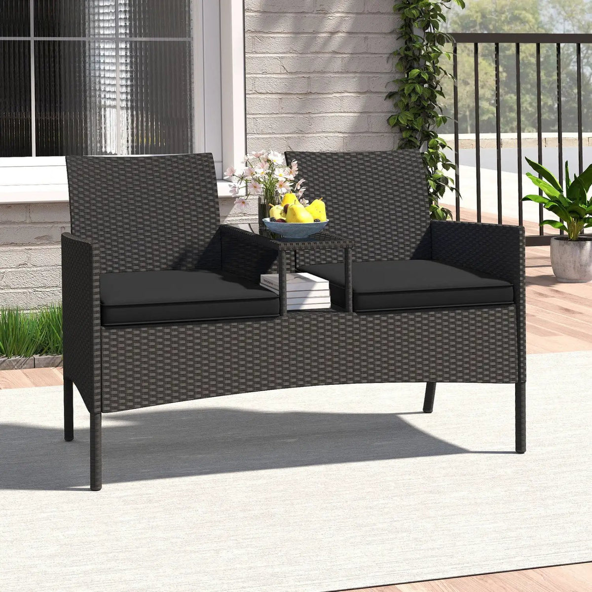 Patio Loveseat with Built-in Table and Storage by DirectDeals
