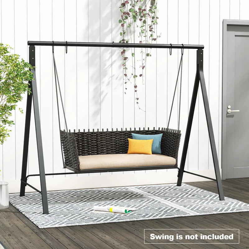 Patio Metal Swing Stand with A-Shaped Structure-Black by DirectDeals