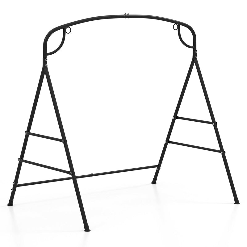 Patio Metal Swing Stand with Double Side Bars and 2-Ring Design-Black by DirectDeals